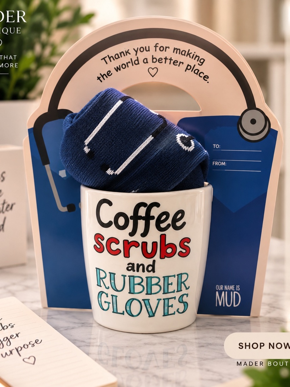 Men's Navy Crew Socks - Packaged Gift Set
